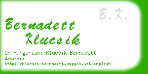 bernadett klucsik business card